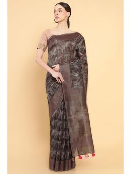 Soch - Women Purple Organza Printed Saree with Stitched Blouse