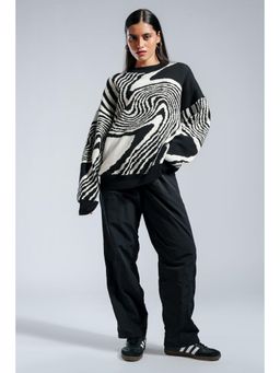 FREAKINS - Midnight Black Swirl Oversized Sweater