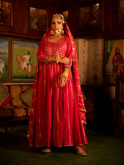 Maison Shefali - Falak Gulaab Cotton Kalidaar Farshi Anarkali (Set of 3)