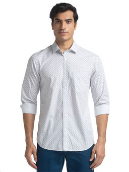 ColorPlus - Tailored Fit Printed Medium Grey Casual Shirt