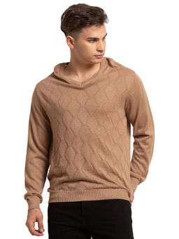 ColorPlus - Tailored Fit Self Design Medium Brown Sweater