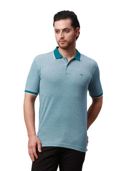 Park Avenue - Slim Fit Solid Fancy Green Polo T-Shirt