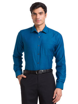 Park Avenue - Slim Fit Self Design Dark Blue Formal Shirt