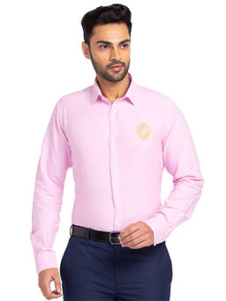 Raymond - Slim Fit Self Design Pink Formal Shirt