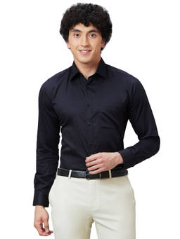 Raymond - Slim Fit Solid Black Formal Shirt