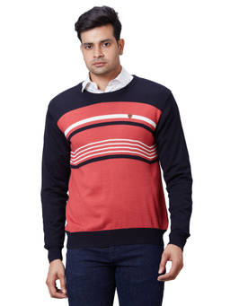 Raymond - Regular Fit Striped Multi Sweater