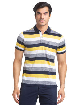Parx - Regular Fit Yarn Dyed Dark Blue Polo T-Shirt