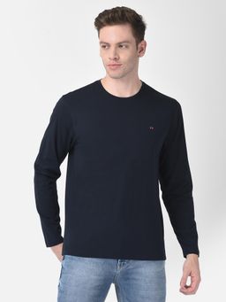 CRIMSOUNE CLUB - Men Long-sleeved Navy Blue T-shirt