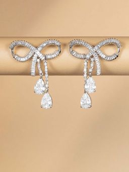 ANAQA JEWELS - Crystal Bows White Earrings