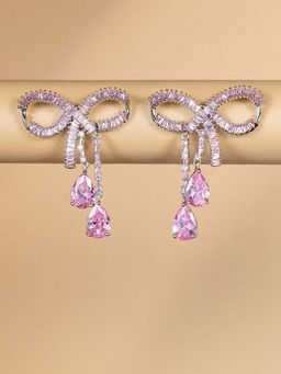 ANAQA JEWELS - Crystal Bows Pink Earrings