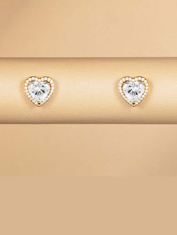 ANAQA JEWELS - Solitaire Heart White Studs