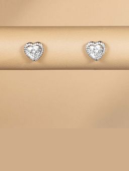 ANAQA JEWELS - Solitaire Heart White Studs