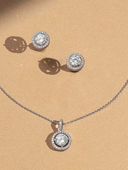 ANAQA JEWELS - Eternal Circle Silver Pendant with Chain and Earrings