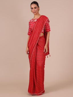 House of Surya - Rani Pink Organza Saree with Stitched Blouse
