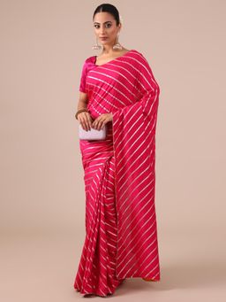 House of Surya - Red Dola Silk Saree with Unstitched Blouse