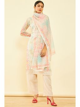 Soch - Women Multi-Color Organza Printed Unstitched Dress Material