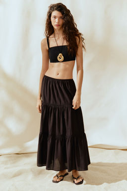 H&M - Women Black Lace-Inset Maxi Skirt