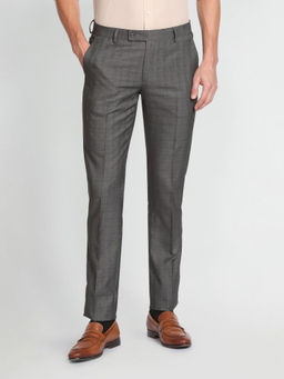 Arrow - Grey Tailored Regular Fit Dobby Formal Trouser
