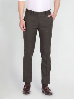 Arrow - Brown Hudson Tailored Fit Dobby Formal Trouser