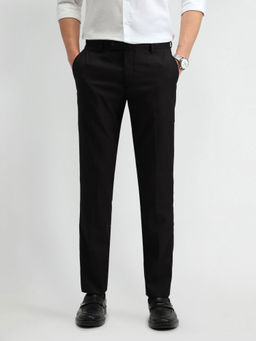 Arrow - Black Mid Rise Vertical Stripe Formal Trouser