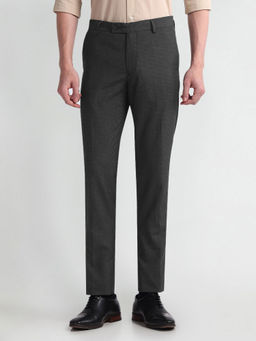 Arrow - Black Checked Flat Front Formal Trouser