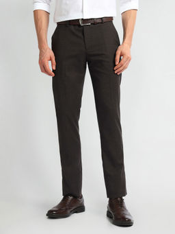Arrow - Brown Mid Rise Carson Regular Fit Formal Trouser