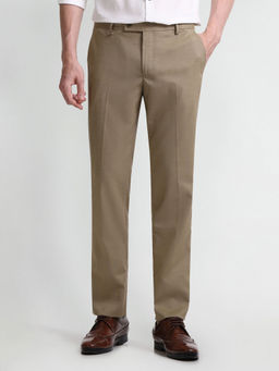 Arrow - Beige Mid Rise Carson Regular Fit Formal Trouser