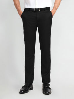 Arrow - Black Mid Rise Carson Regular Fit Formal Trouser