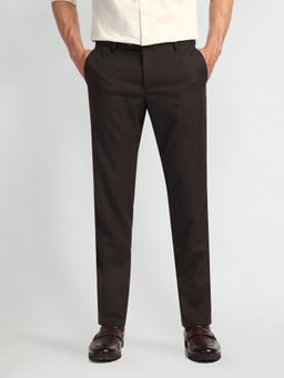 Arrow - Brown Mid Rise Carson Regular Fit Formal Trouser