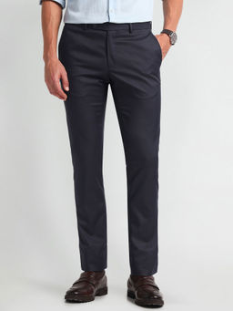 Arrow - Blue Mid Rise Carson Regular Fit Formal Trouser