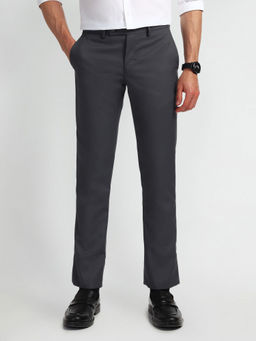 Arrow - Grey Mid Rise Carson Regular Fit Formal Trouser