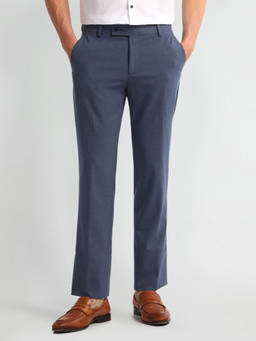 Arrow - Blue Mid Rise Regular Fit Formal Trouser