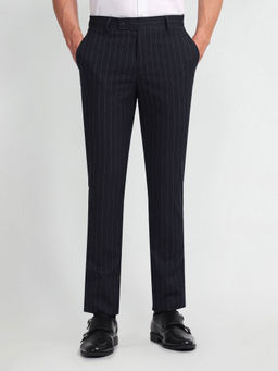 Arrow - Black Regular Fit Striped Formal Trouser