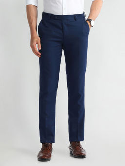 Arrow - Blue Dobby Regular Fit Formal Trouser