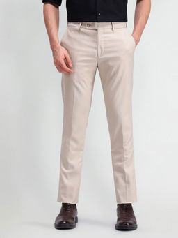 Arrow - Beige Slim Fit Mid Rise Formal Trouser
