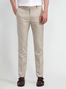 Arrow - Beige Slim Fit Mid Rise Formal Trouser