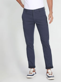 Arrow Sports - Blue Geometric Print Twill Casual Trouser