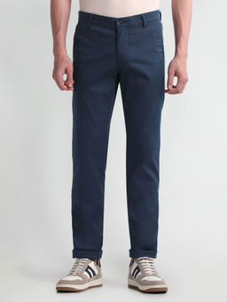 Arrow Sports - Blue Slim Fit Dobby Casual Trouser