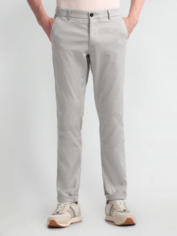 Arrow Sports - Grey Slim Fit Dobby Casual Trouser