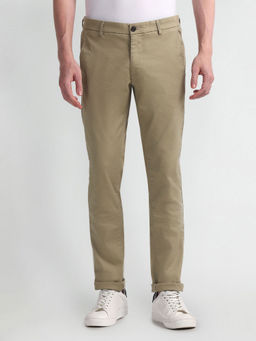Arrow Sports - Brown Slim Fit Dobby Casual Trouser