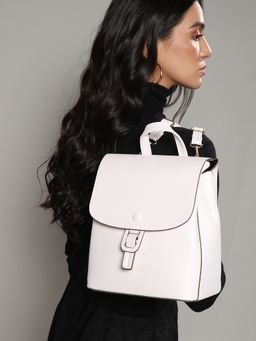 Haute Sauce - The Buckle White Flap Backpack
