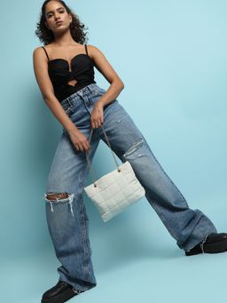 Haute Sauce - White Quilted Chain Handbag