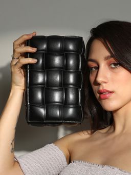 Haute Sauce - Black The Puffy Interwine Sling Bag with Detachable Strap