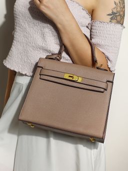 Haute Sauce - Brown The Overlap Satchel Bag with Detachable Strap