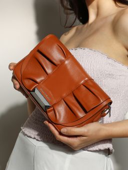 Haute Sauce - Brown The Ruched Sling Bag with Detachable Strap