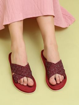 Yoho - Women Starry Flipflop Cushioned Flipflop, Trendy and Lightweight Red