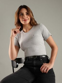 Tommy Hilfiger - Grey Regular Fit Cotton T-Shirt