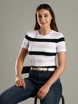 Tommy Hilfiger - Multi-Color Striped Regular Fit Cotton T-Shirt