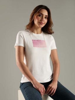 Tommy Hilfiger - White Logo Regular Fit Cotton T-Shirt