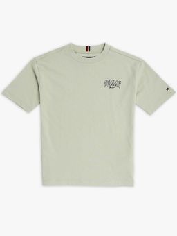 Tommy Hilfiger - Boys Green Logo Relaxed Fit Cotton T-Shirt